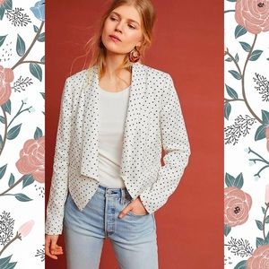 Anthropologie Cartonnier White Polka Dot Blazer